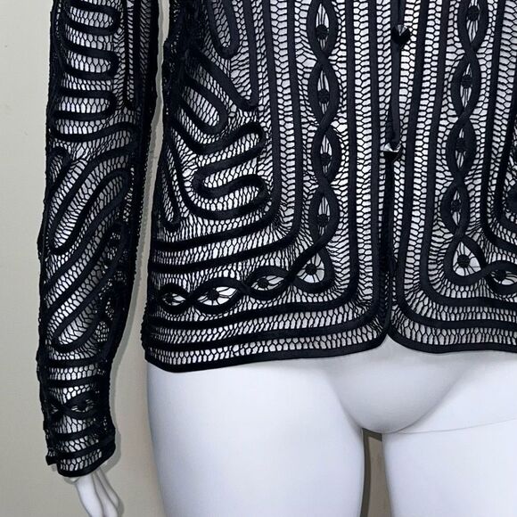 Anne Crimmins for Umi Collections Sheer 100% Silk Lace Cardigan (No size .. meas - Picture 3 of 10